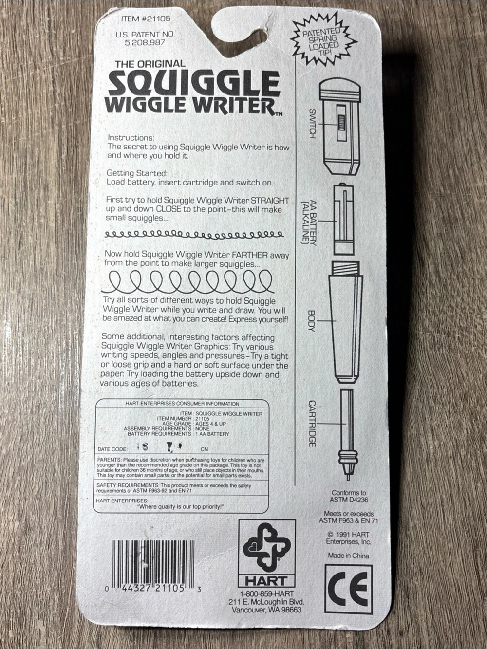 Squiggle Wiggle Writer Sensory Motorized Vibrating Pen VTG 1991 New! 5 Colors